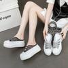 Mesh Breathable Bag Head Half Tray Women's Shoes In the Summer of 2025 New Thick-soled Bright Diamond Solid Color Simple Heelless Slippers
