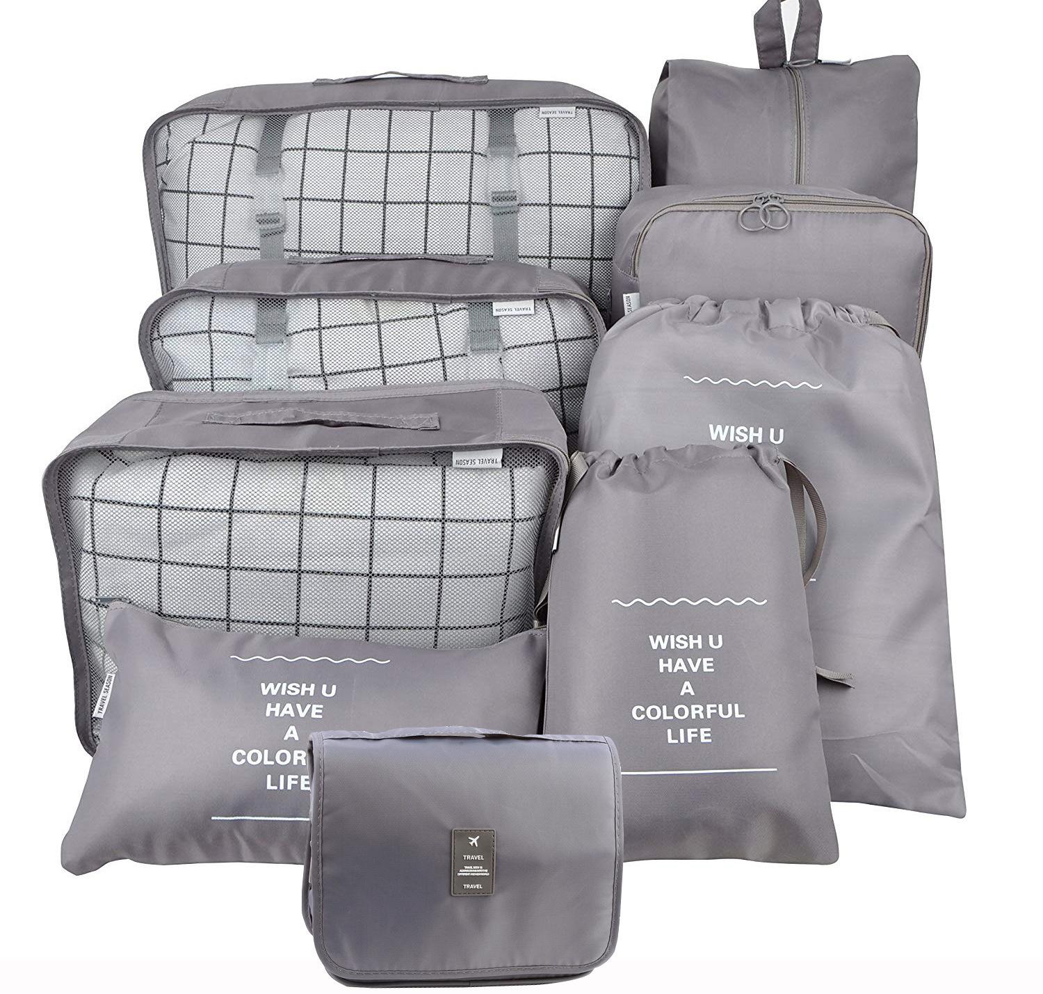 Travel Storage Bag Nine-Piece Set, Toilet Bag, Clothes Classification, Luggage Storage Bag Storage Set 9-Piece Set