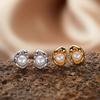S925 Sterling Silver Natural Freshwater Pearl Beanie Stud Earrings Plated With 18K Real Gold Earrings Niche Cold Feeling Earrings