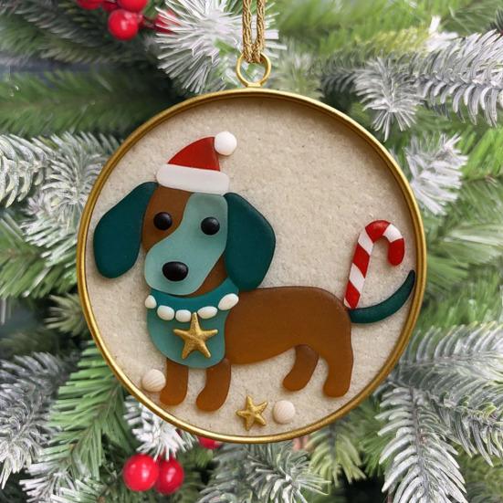 Sea Glass Dog Christmas Tree Ornaments Handcrafted Sea Glass Art Dog Hanging Ornaments Collectibles Gifts for Dogs Lovers
