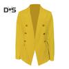 Women Suit Coat Lapel Long Sleeve Solid Color Suit Jacket Loose Fit Double Breasted Work Outwear Business Casual Wear