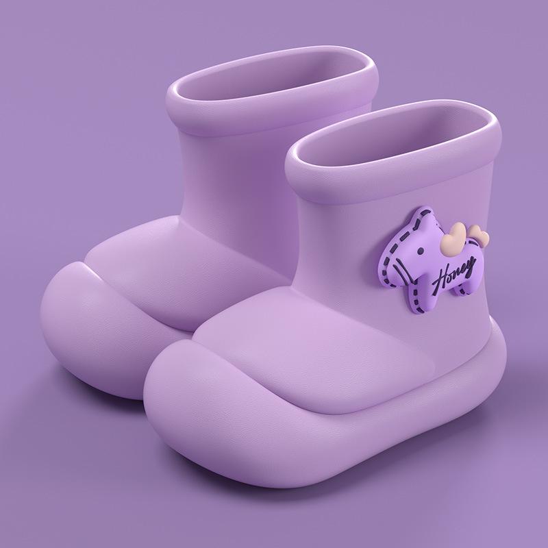 

EVA Cotton Children s Rain Boots for Girls, New Baby Rain Boots for Boys and Girls, Kids Warm Waterproof Non-Slip Water Shoes 20CM фиолетовый