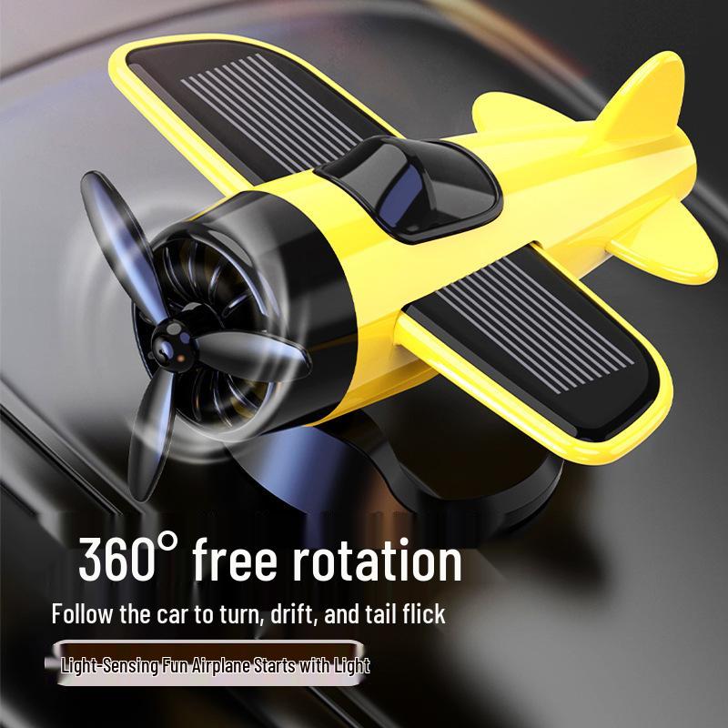 Solar-Powered Rotating Airplane Dashboard Ornament