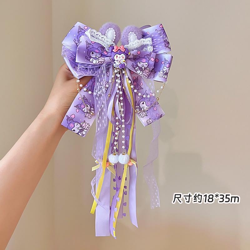 Children'S Pink Bow Melody Hairpin Kulomie Long Ribbon Lolita Princess Tiara Little Girl Hair Accessories