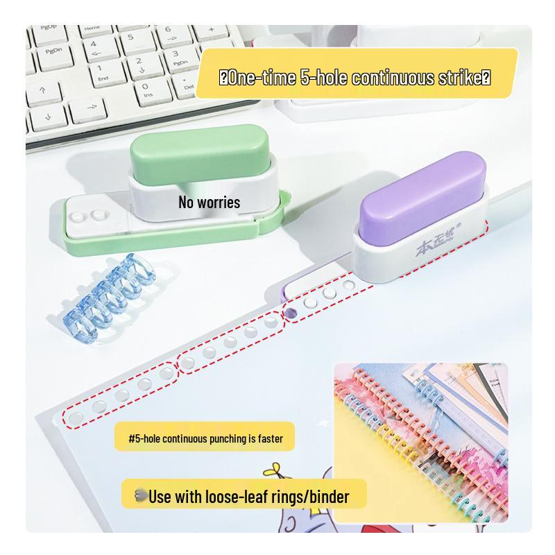 Portable 5-Hole Adjustable Punch for A4/B5/A5 Paper