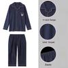 Cotton Men Pyjamas High-Grade and High-Quality 2PCS/Set Long-Sleeved Cardigan Homewear Black Striped Plaidsleepwear