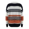 Women's Long Sleeve  Striped Color Block Casual Loose Knitted Pullover