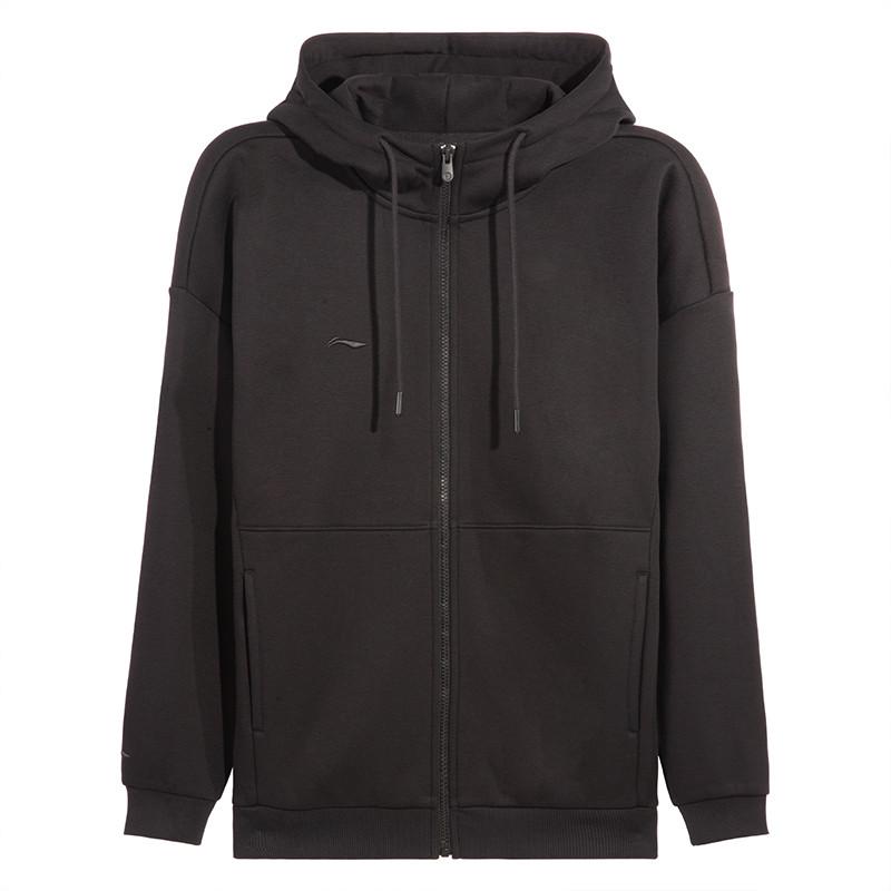 Li-Ning Fashionable Hooded Solid Color Simple Daily Versatile Jacket Fleece Long Pants Casual Sports Suit Women suit AWDVJ00-4+AKLVD34-1