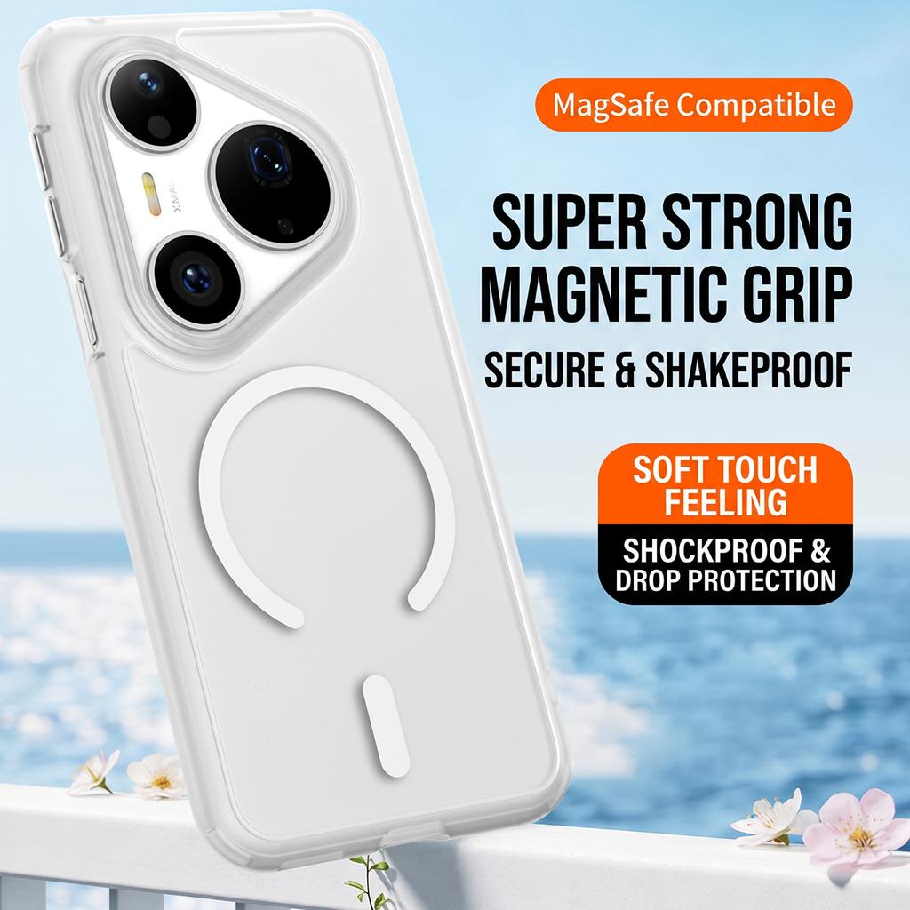 Full-coverage Transparent Magnetic Case for Huawei Pura 80 90 Pro Max 70 Ultra Supports Wireless Charging for Magsafe Cover