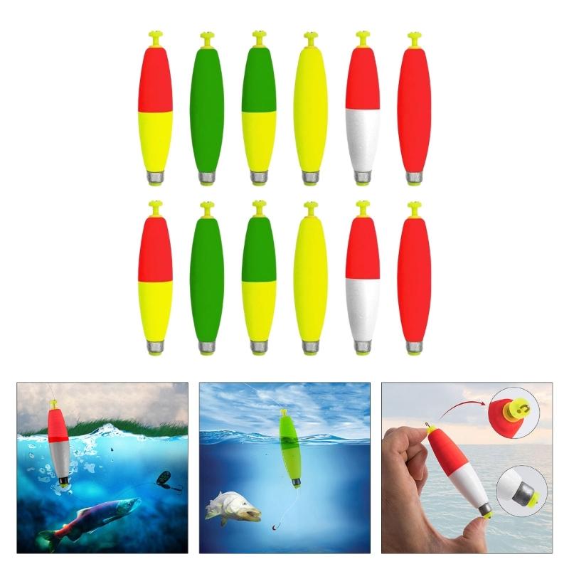 12Pcs Weighted Floats for Fishing Bobbers Fishing Foam Bobbers Fishing Corks Pegs Fishing Bobbers with Pipe Plugs