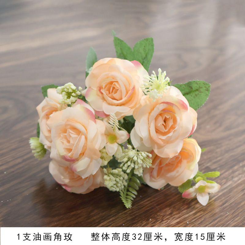 Single Stem Artificial Flower Rose For Indoor Decoration Silk Fabric Artificial Flowers For Room Decoration Small Bunch Of Plastic Flower Bouquets.