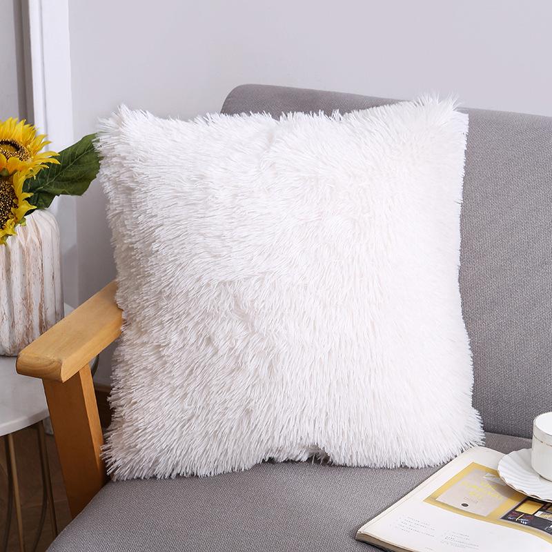 2025 Home Sea Velvet Solid Color Plush Sofa Pillow Cover