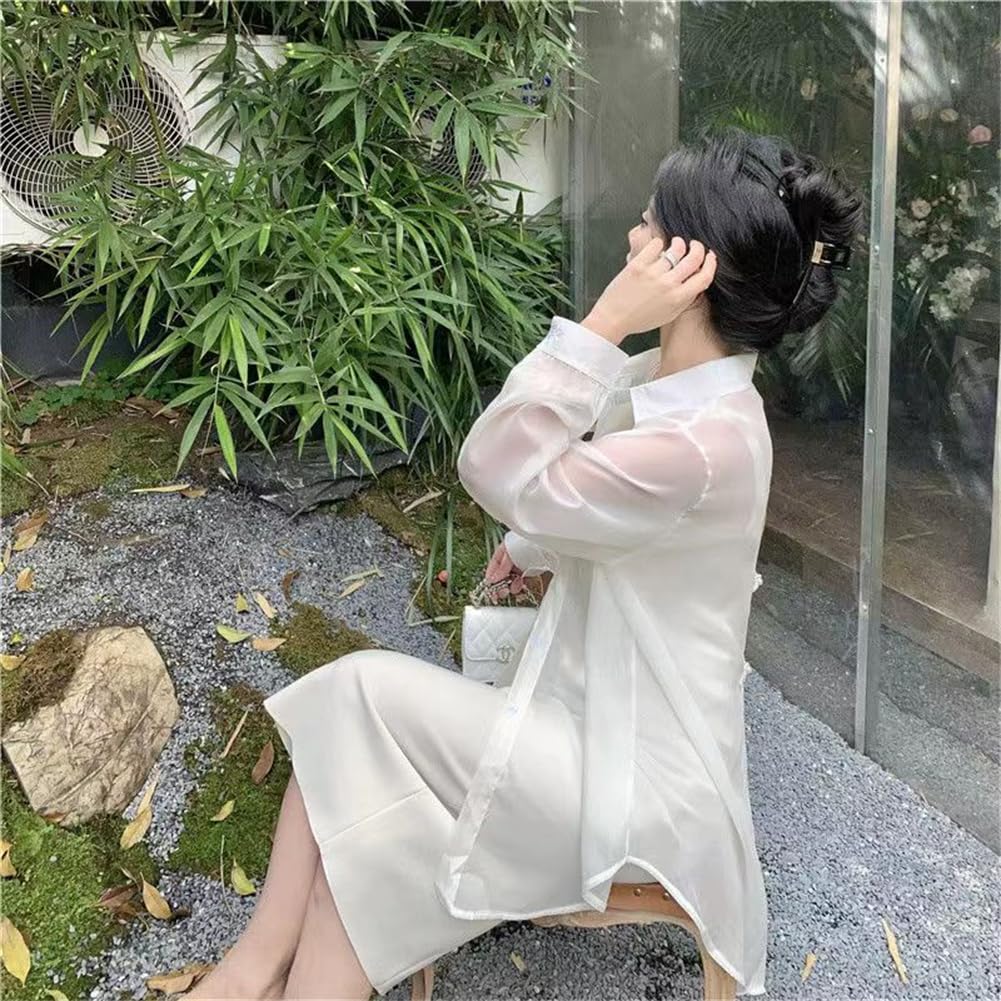EDREES Long Sleeve Sheer Fashionable Summer Lightweight and Cute UV Sun Relaxed Stylish for Commuting and School Women's Blouse/Cardigan, Top, Top,