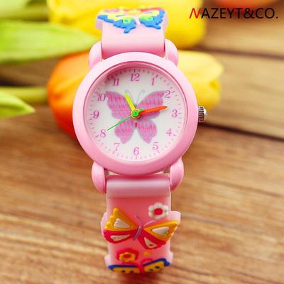 3D Kids' Quartz Butterfly Watch - Silicone Band for Elementary Students