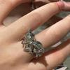 Vintage Black Spiked Heart Ring Women's Heart Irregular Couple Rings Gothic Halloween Punk Open End Rings StreetPartyAccessories