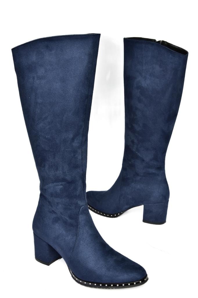 Women Modern Stylish Fashion Boots Boots Faux Leather Suede Navy Blue Boots
