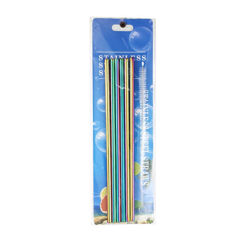 6pcs Metal Reusable 304 Stainless Steel Straws Straight Bent Drinking Straw With Case Cleaning Brush Set Party Bar accessory