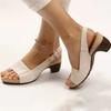 Spring and Summer New Yuzui Beach Thick Heel One-word Buckle Strap High-heeled Women's Sandals