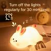 Cute Silicone LED Touch USB Rabbit Lamp Birthday Novelty Gift Timed Night Light in Warm White for Children's Bedroom