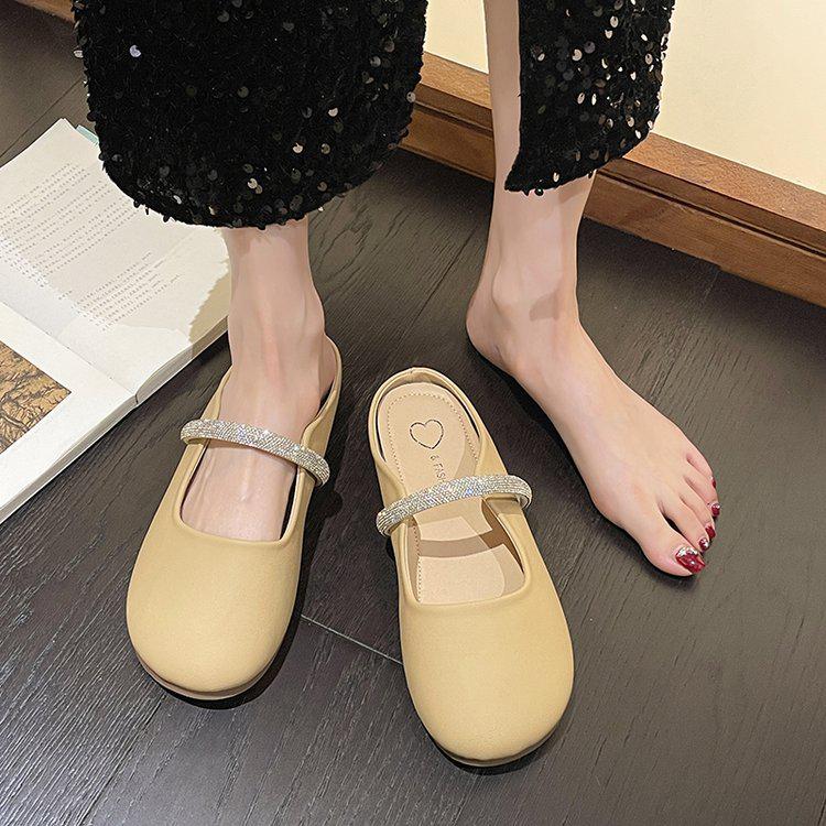 Women's 2024 Summer Rhinestone Mule Slippers - Soft, Flat, Breathable Design for Comfort