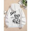 Felpe Primavera Autunno per Ragazzi Ragazze Felpa Casual Abbigliamento Bambini Top Felpa con Cappuccio a Manica Lunga Pullover con Cappuccio Stampato Orsetto Sorridente