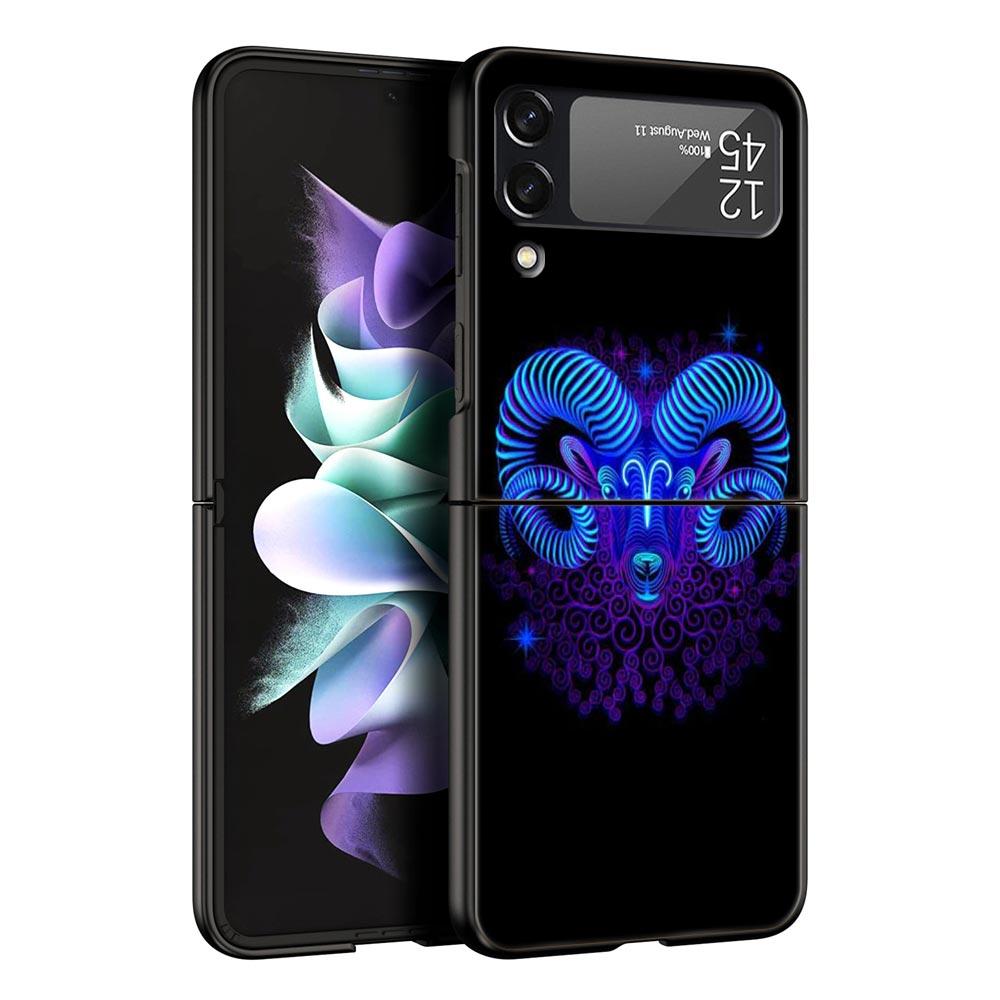 

Hard PC Phone Case For Samsung Galaxy Z Flip 7 6 5 4 Black Cover For Galaxy Z Flip 3 Foldable Shockproof Zodiac Sign Fundas Bags Z Flip 3