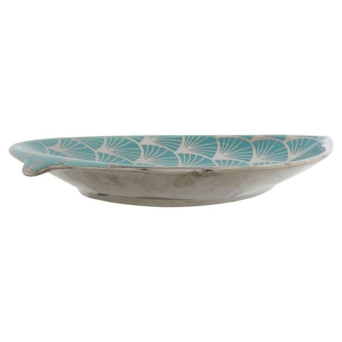 Centre De Table - Turquoise - Porcelaine - Design Oriental - Finition Chromée