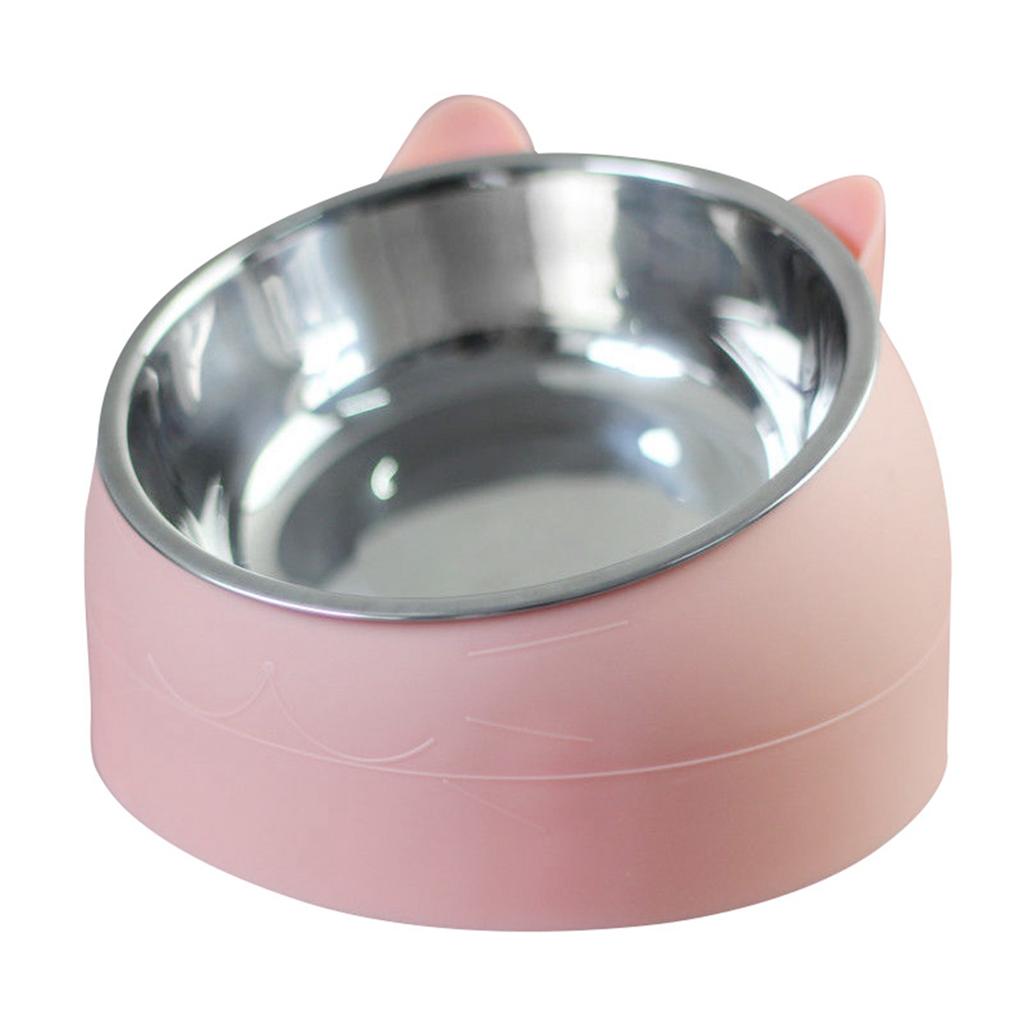 Pet Food Water Bowl Stainless Steel Detachable Prevent Slip Cartoon Shape Dog Cat Feeding BowlPink