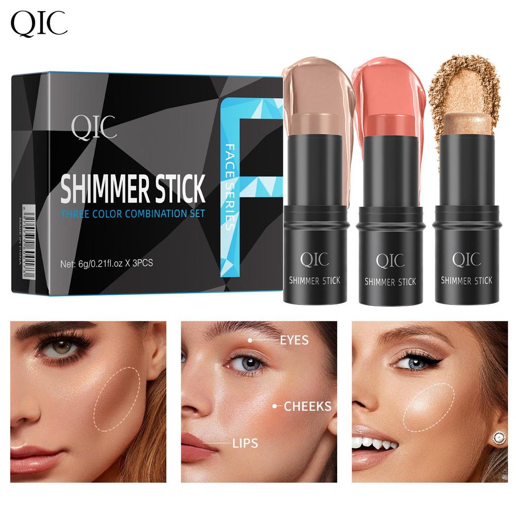3 pièces Stick Illuminateur Blush Soin Ensemble de 3 pièces Contour du Visage Stick Illuminateur Blush Crème Ensemble Cosmétique