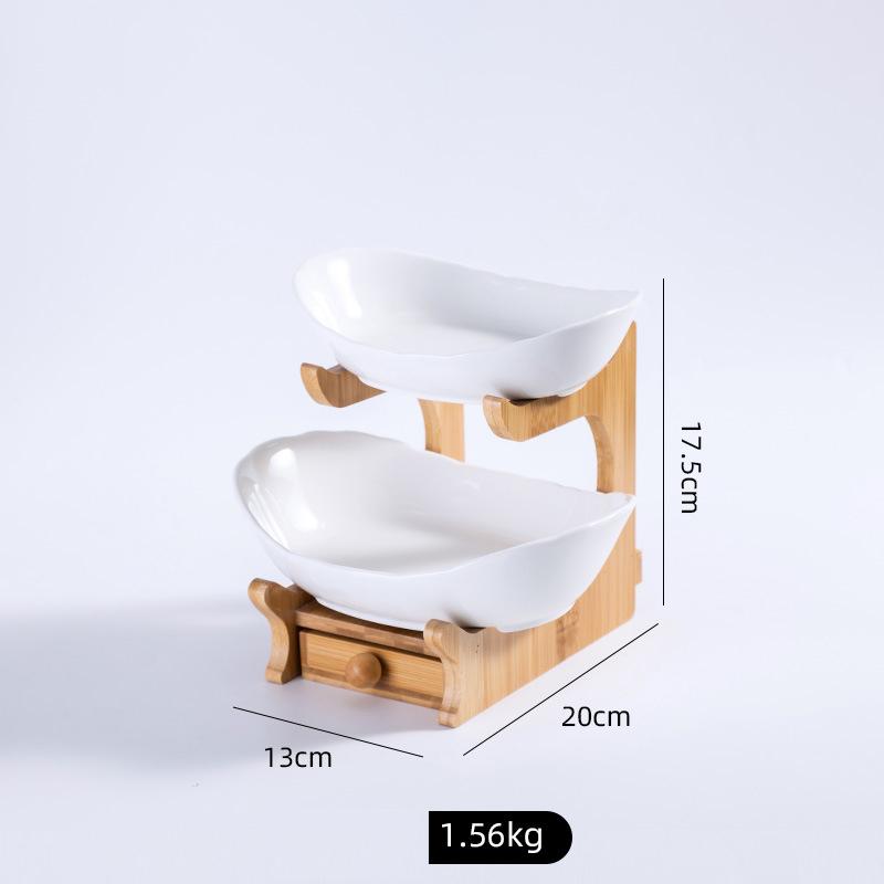 Ceramic Fruit Plate Iron Shelf Candy Dish Living Room Home 2 Or 3 Layer Fruit Bowl Snack Cake Tray Dessert Table Display Stand