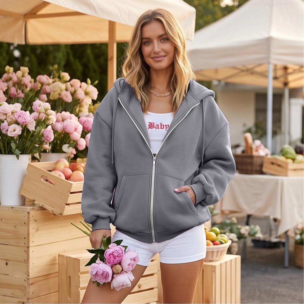 Women's Hoodie with Zipper Long Sleeve Pullover Sweatshirt for Fall and Winter