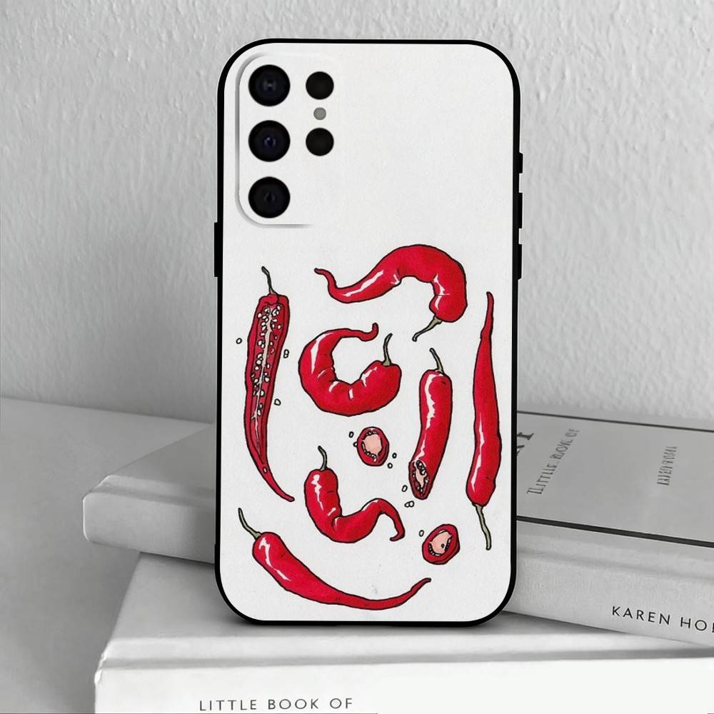 

L-Love Red Chili Phone Case For Samsung S25,S24,S21,S22,S23,S30,Ultra,S20,Plus,Others Soft Black Cover Samsung S20plus5G