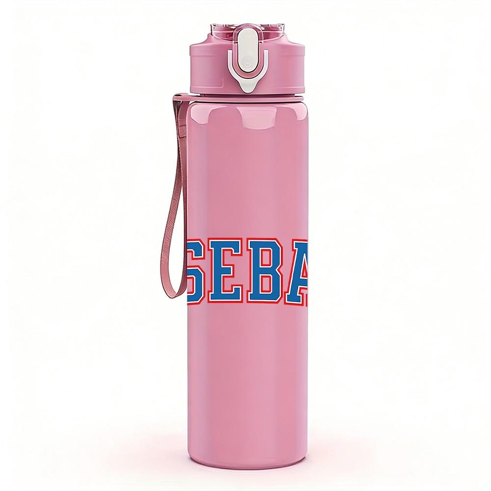 1PC Baseball Sport Text Logo Print 750ml Color Plastic Sports Water Bottle Leakproof Flip Straw Lid Suitable for Sports Office Home Use