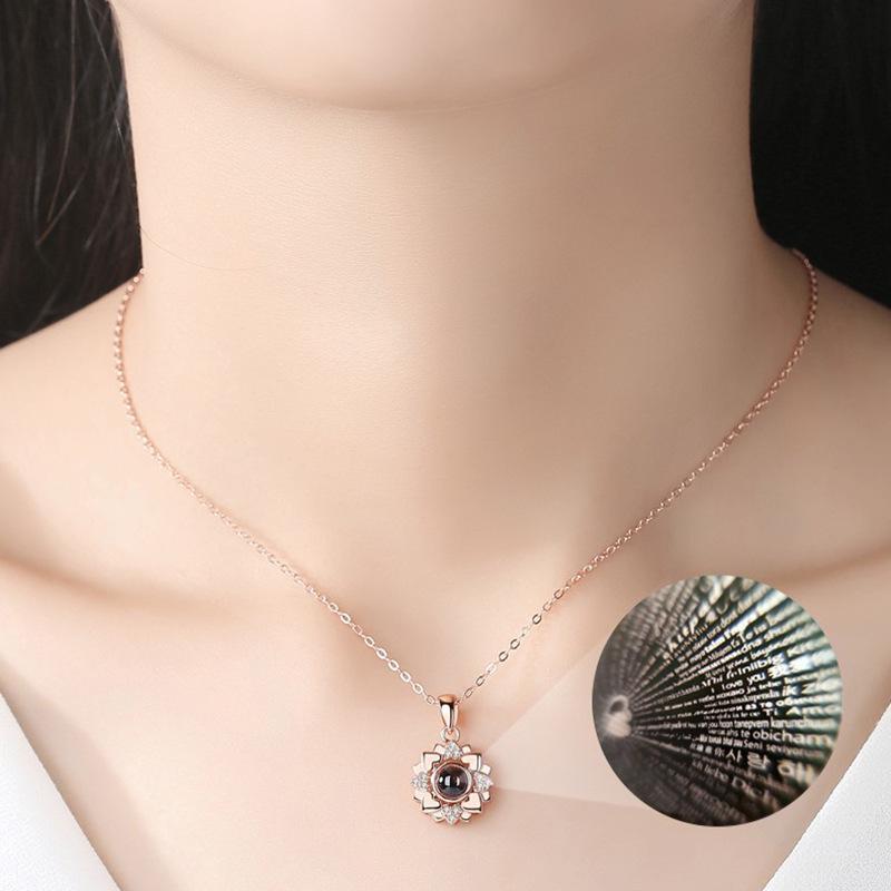 Sunflower Projection Necklace for Women Japanese and Korean Simple Student Forest Flower Pendant Collarbone Chain Neck