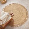 Handmade Natural Jute Round Rug - Woven Floor Mat for Living Room, Tea Room, or Bedroom.