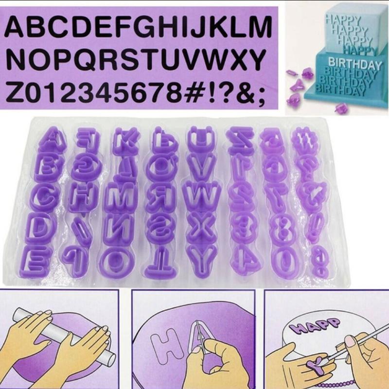 40Pcs/Set Alphabet Cake Molds Figure Plastic Letter Fondant Mold Cookie Decor
