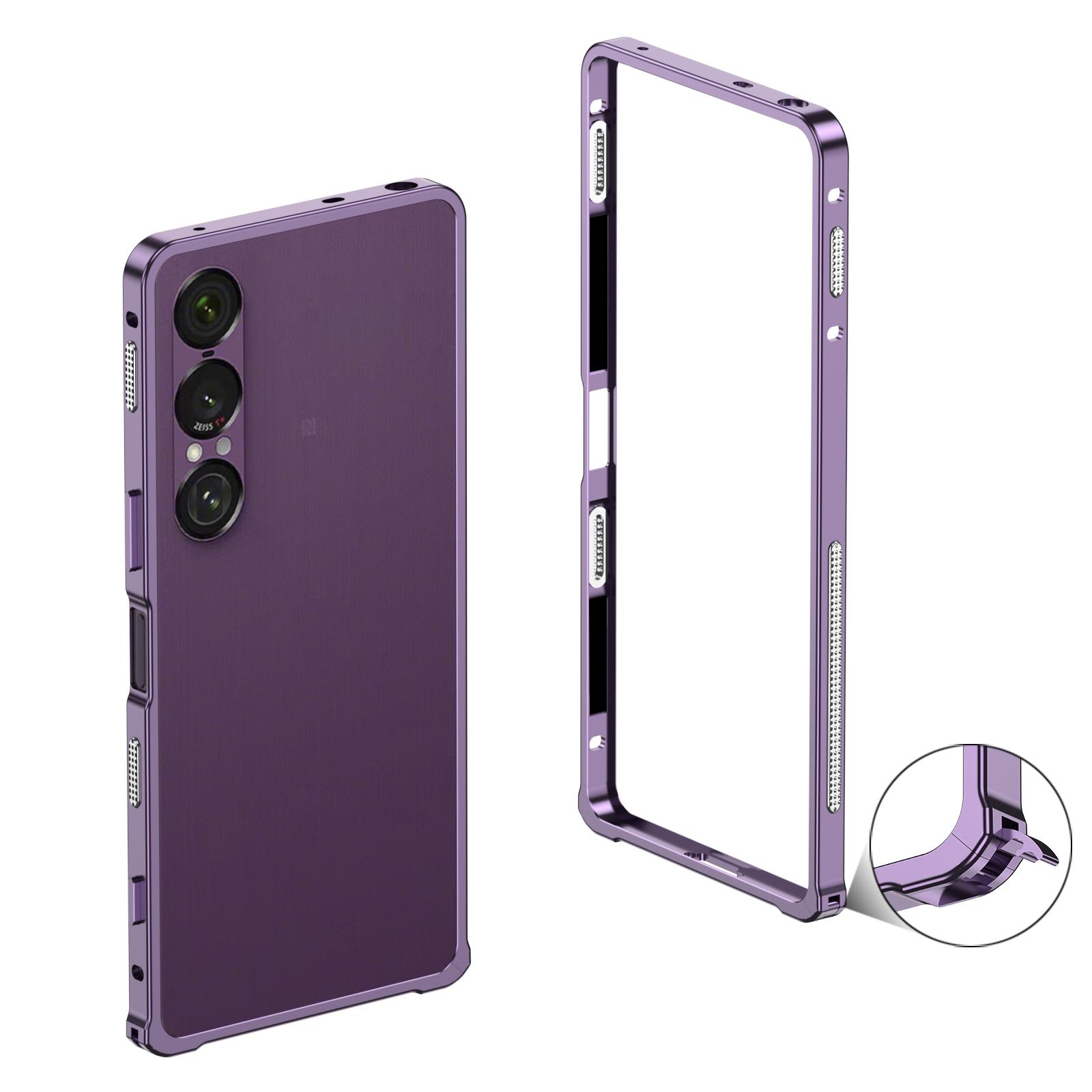 

Металлический бампер для Sony Xperia 1 VII с рамкой и чехлом для отвода тепла Purple