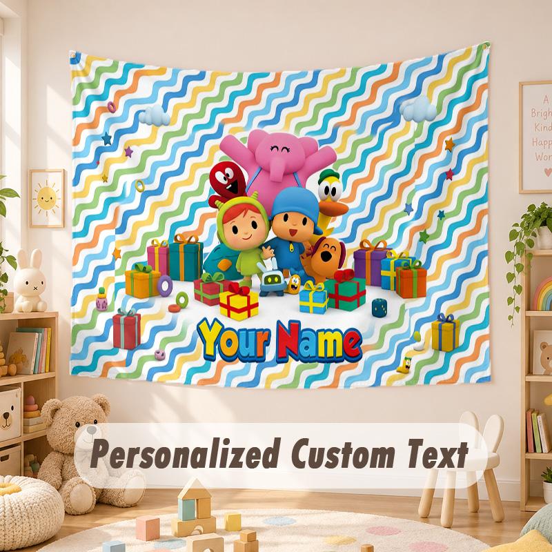 Custom Name Text Tapestry,Pocoyó Boho Wall Hanging, Decorative Backdrop Tapestry For Room