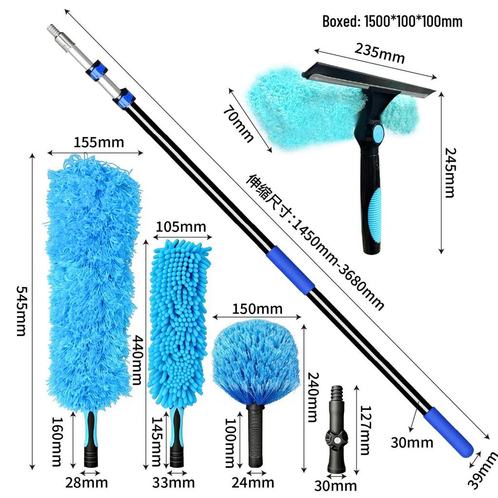 Double-Sided Window Cleaning Kit with Extension Pole and Squeegee for High-Rise Windows