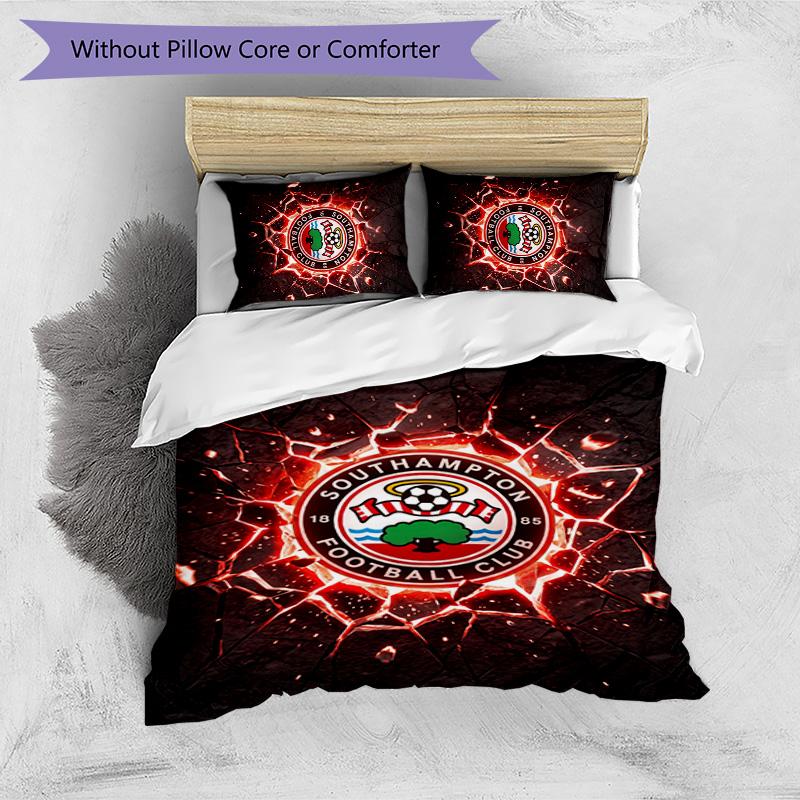 Southampton Football Printed 3 Pieces Bedding Set, Comfortable Skin Friendly Bedroom Duvet Cover Set