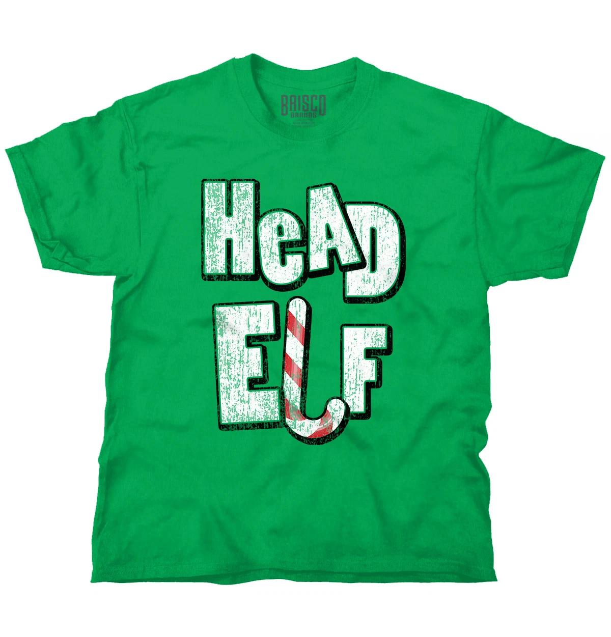 Distressed Christmas Head Elf Candy Cane Womens or Mens Crewneck T Shirt Tee XXXXL