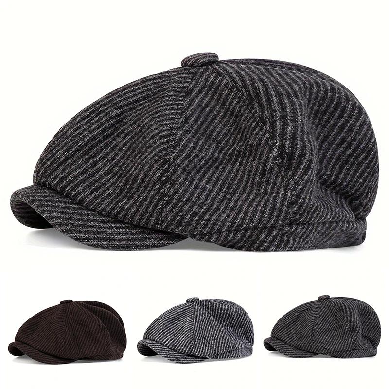 Unisex Retro Newsboy Caps Men British Painters Hats Spring and Autumn Berets Stripe Style Flat Cap Hip Hop Berets