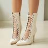Lace-Up Spring And Autumn Women'S Boots Short Single Boots Pointed Knight Boots Sexy High Heel Boots Street Dance Boots Boots