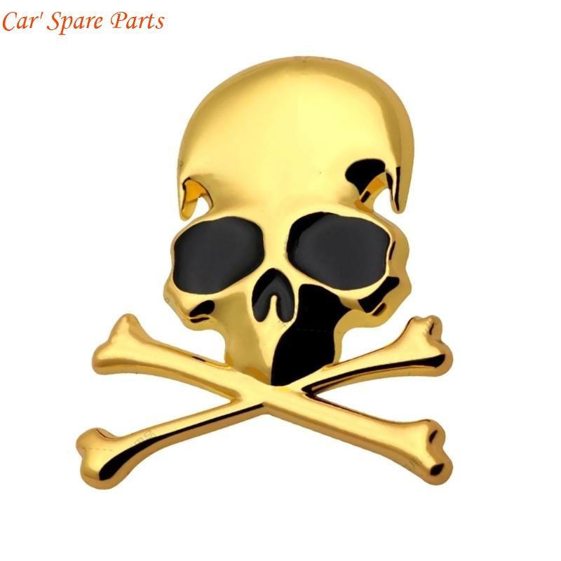 Y4UA Unique Skull & Crossbones Skull Metal Decals Metal Emblems Car Accessories
