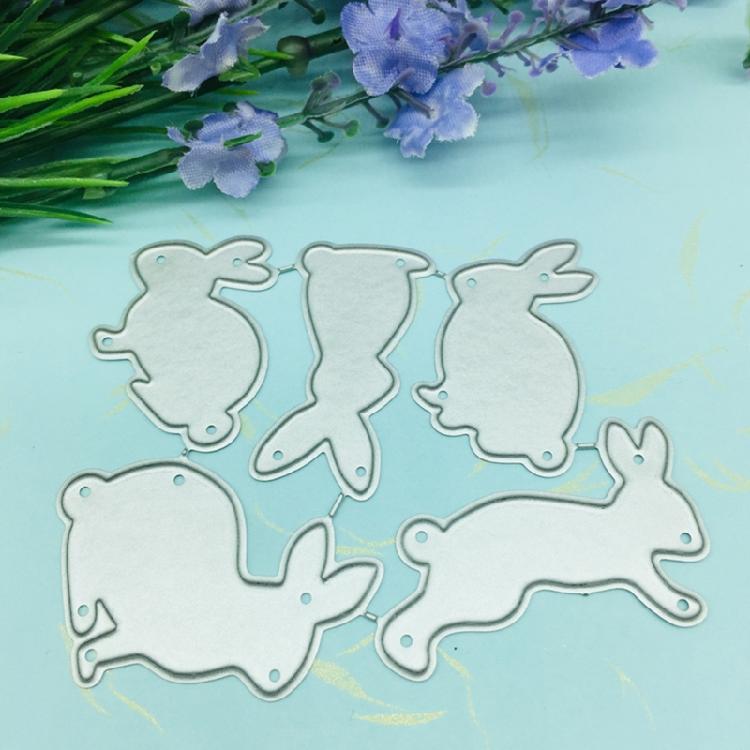 DIY 5 velikonočních zajíčků kovové vykrajovátka embosovací forma DIY scrapbooking album papírové řemeslo karty děrovačka šablona