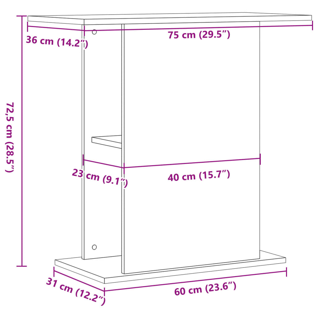 Aquarium Stand Reclaimed Wood 36x75x72.5 cm Engineered Wood