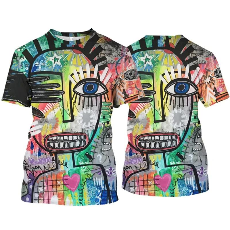 3D Printed Face Graphic T-Shirts  Personalized Abstract Fashion Casual Loose Round Neck Men's and Women's Unisex T-shirts