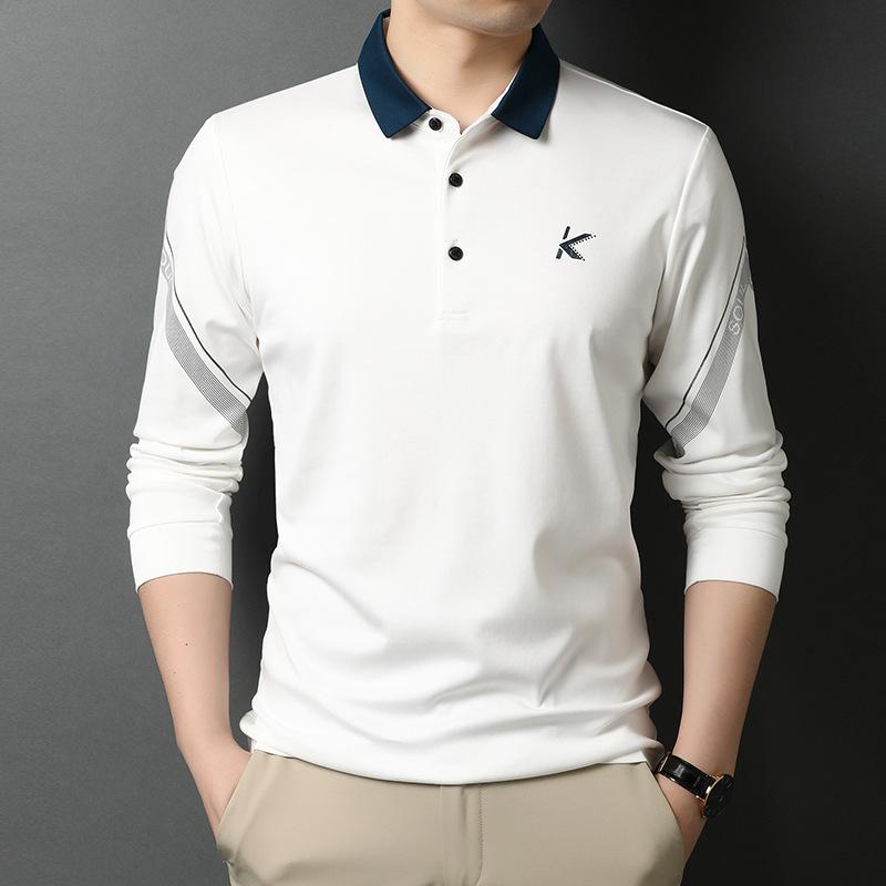 

Весенне-осенняя новая мужская повседневная футболка с длинным рукавом, мужская футболка-поло с лацканами для среднего возраста, хлопковая футболка для папы XXXL