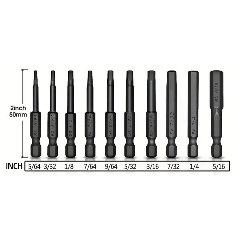 50mm hexagonal șurubelniță biți Imperial magnetică hexagonală Allen cheie burghiu biți inch 5/64-5/16 șurubelniță burghiu electric scule de mână