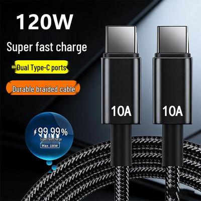 120W Dual Type-C Fast Charging Data Cable for Apple, Huawei, OPPO 15/16/17, 10A